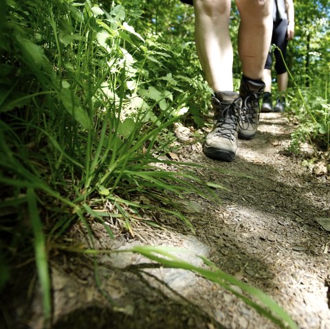 Wanderer unterwegs zur Klosterruine Mädburg in Kehrig, © Laura Rinneburger