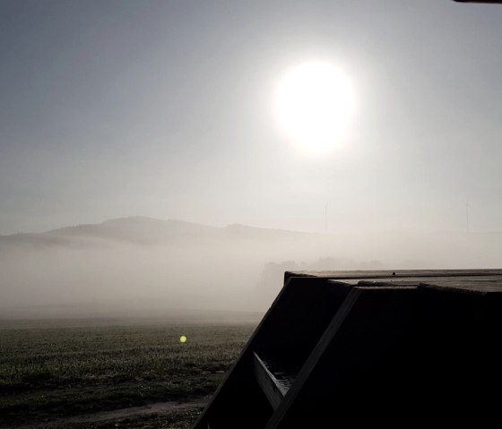 Die Baumelbank im Herbstnebel, © Foto: Svenja Schulze-Entrup, Quelle: Touristik-Büro Vordereifel