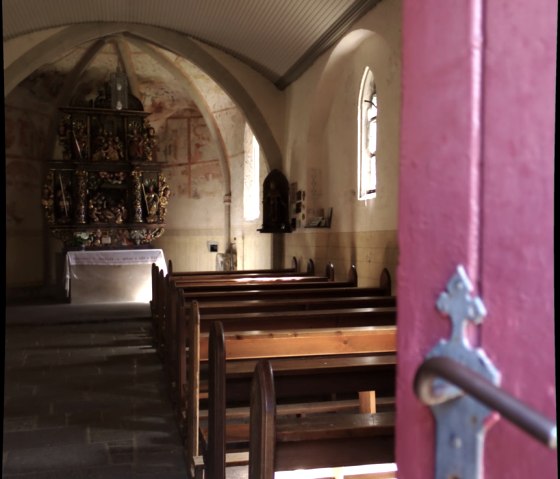 Eingang der Wallfahrtskapelle St. Jost im Nitztal, © Laura Rinneburger